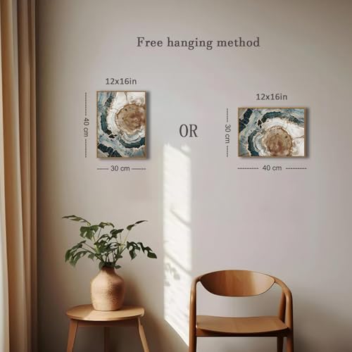 BingruiArt Faux Wood Tree Ring 06 Canvas Wall Art 12x16 Framed - color: Tree Ring - 06, size: 16"L x 12"W