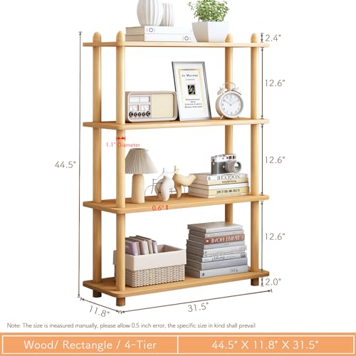 IOTXY 4-Tier Wooden Shelf Bookcase, Freestanding Open Bookshelf, Oak - color: Oak, size: 4-Tier