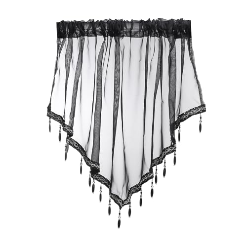 uxcell Window Valance, 51x24 Beaded Sheer Valance Curtains Black - color: Black