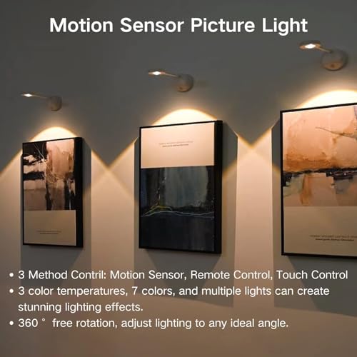 Rechargeable Wireless Motion Sensor Picture Light with 7-Color - color: White