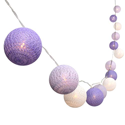 Gardeningwill 3M/10Ft 30 Purple White Ball LED Xmas Wedding Battery Operated String Fairy Light - color: Purpel White