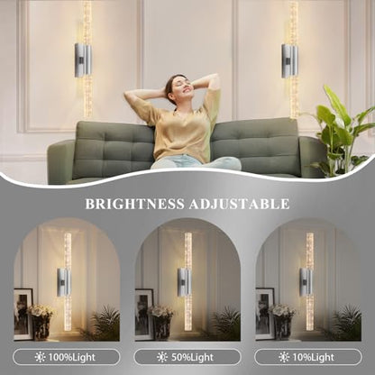 camuucci Battery Operated Wall Sconces Set of 2, Rechargeable Wall Lights - color: Silver, size: 25.6 Inches
