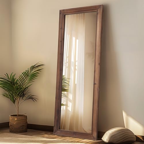 MELOMOIR Rustic Farmhouse Full Length Mirror with Solid Wood Frame 56"x21" - color: Wood, size: 56"L x 21"W