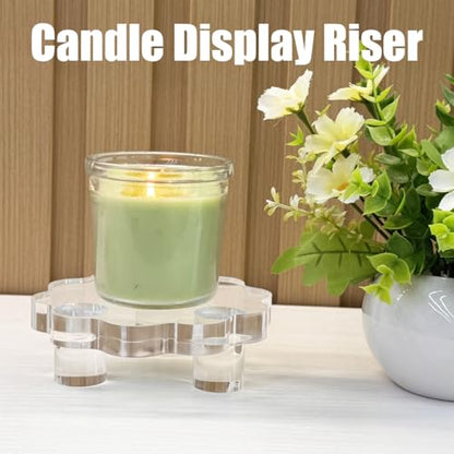 2 Pack Scalloped Acrylic Risers for Diaplay, Thick Clear Pedestal Stands Candle Tray Riser, Double as Tabletop Jewelry Pland Holder Mini Cake Stand for Home Decor (4.7 inch) - size: 4.7 inch