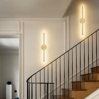KARTOOSH Battery Operated Wall Sconces Set of Two Wireless Wall Lights - color: Gold, size: 20.4 Inches