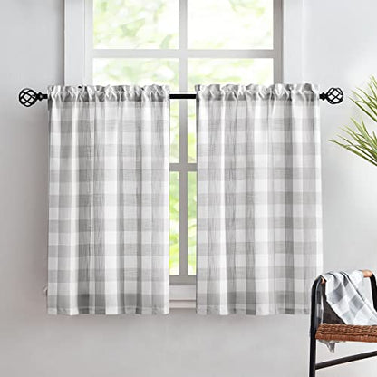 Grey White Buffalo Check Valance Curtain Farmhouse Kitchen Window 52x15" 1 - color: Grey and White, size: 50"W x 15"L (Pack of 1)