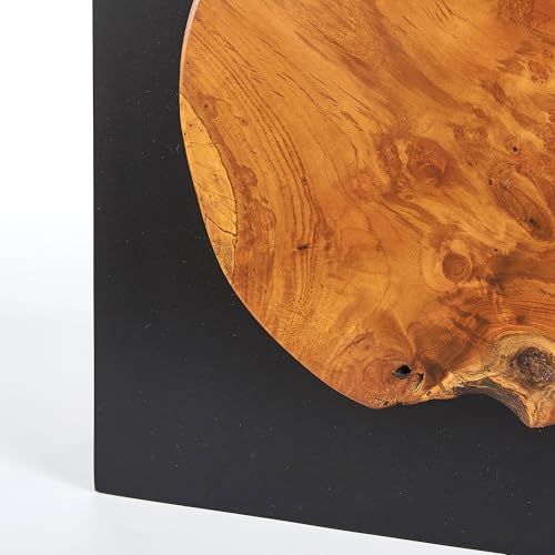 Warmaxx Teak Wood Wall Art Décor Square 17" Live Edge Slice Round Pattern - color: Natural Brown-5