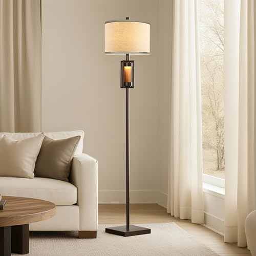 63'' Rustic Floor Lamp for Living Room with 2 Light Sources - style: Rustic