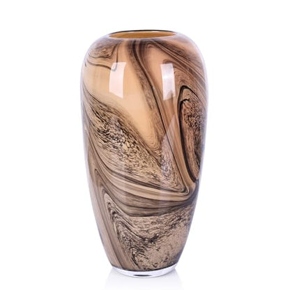Hand Blown Glass Vase Decorative Flower Vase for Home Decor Living Room Bedroom Office Centerpiece Tabletop Display Modern Art Glass Decor Wide Mouth Design (Quicksand Vase - L) - size: Quicksand Vase - L
