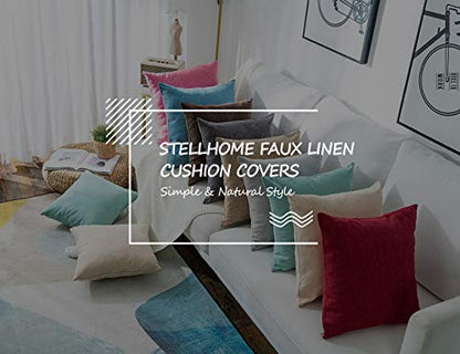 Stellhome Linen Throw Pillow Covers Square Solid Burlap Cushion Covers for Bed Couch Sofa Bench, 18 x 18 inch (45 cm), Beige, Set of 2 - color: Beige, size: 18" x 18" (Pack of 2)