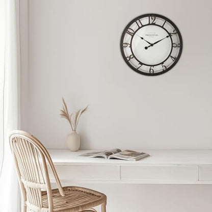 Presentime 10" Farmhouse Series Wall Clock - color: Oil Rubbed Bronze / Antique White, size: 10 inch