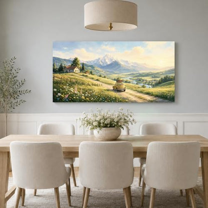 Enartly Sunset Road Journey Canvas Wall Art for Living Room 40" x20 - color: Yellow Road, size: 40"L x 20"W