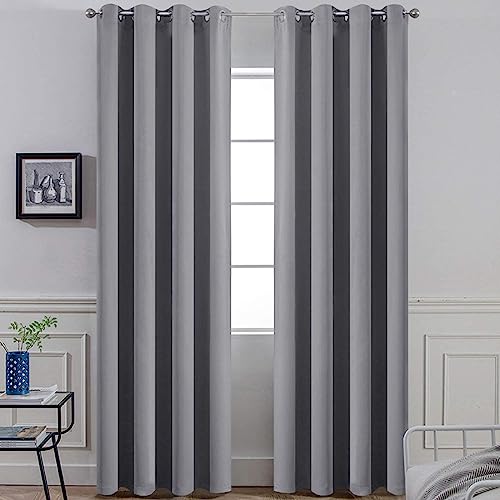 Yakamok Grey Room Darkening Curtains 52x90 inch Gray Grommet-Living Room - color: Grey, size: 52"W x 90"L (Pack of 2)
