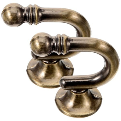 GARVALON Vintage Zinc Alloy Curtain Holdback Hooks, E-Shaped Round Head Wall Mounted Drapery Tiebacks for Living Room and Bedroom, Antique Bronze Finish, 1 Pair Window Curtain Holders