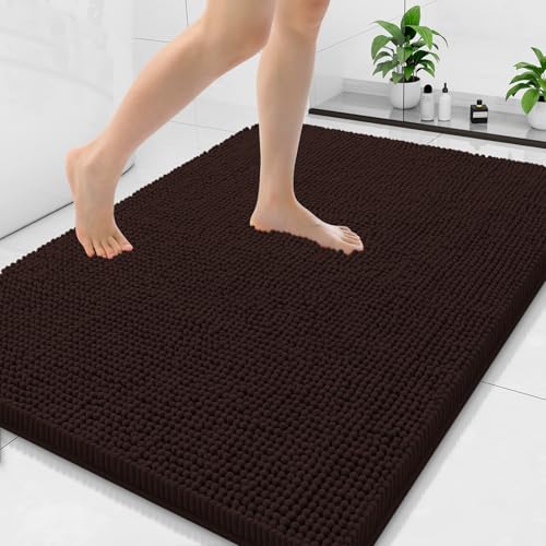 Arotive Bathroom Rugs 40x32, Soft Absorbent Shaggy Chenille Bath Rugs - color: Brown, size: 40" X 32"