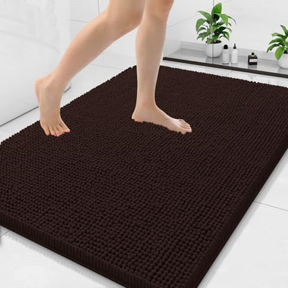 Arotive Bathroom Rugs 40x32, Soft Absorbent Shaggy Chenille Bath Rugs - color: Brown, size: 40" X 32"
