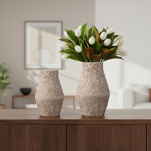 Brown Ceramic Vase, Terracotta Flower Vases, 11 Inch - color: Rustic Brown, size: 11 inch