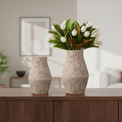 Brown Ceramic Vase, Terracotta Flower Vases, 11 Inch - color: Rustic Brown, size: 11 inch
