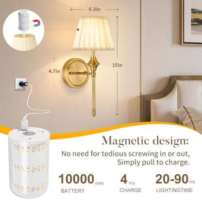 Battery Operated Wall Sconces with Dimmable Led Bulbs and Remote - color: Dull Bronze