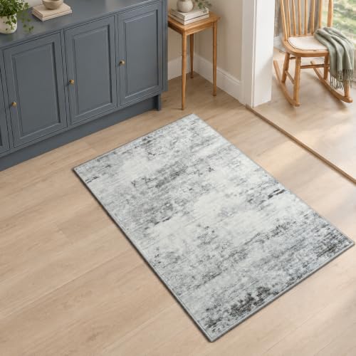 Toneed Washable 2x3 Grey Area Rug with Non-Slip Backing for Entryway - color: Light Neutral Gray, size: 2' x 3' (Rectangular)