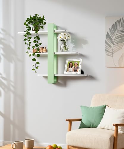 SUMGAR Floating Shelves for Wall Green, 3 Tier Adjustable Large Shelf Unit - color: Mint Green&white, size: 3 Tier 19.6in