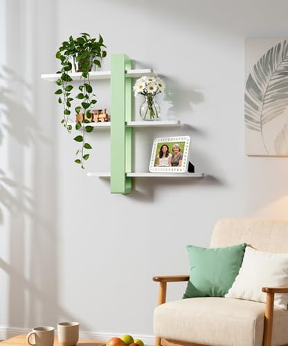 SUMGAR Floating Shelves for Wall Green, 3 Tier Adjustable Large Shelf Unit - color: Mint Green&white, size: 3 Tier 19.6in
