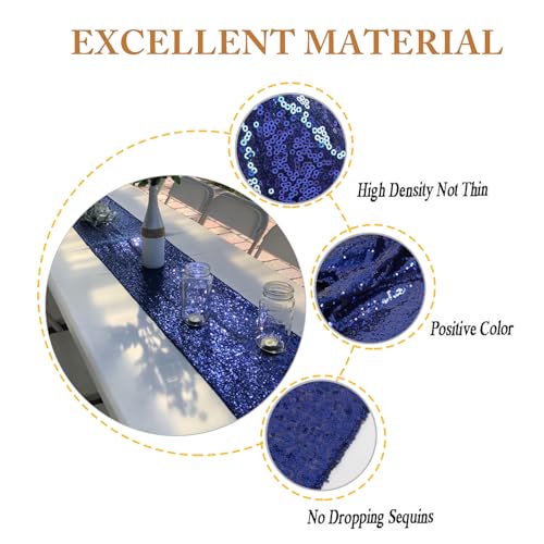 ShinyBeauty Sequin Table Runner Navy Blue Sequins Table Linen Elegant Runners for Rectangle Table Navy 12x72-Inches Glitter Table Cover Birthday Party Supplies - color: Navy Blue, size: 12x72