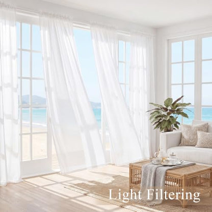 PONY DANCE 4 Panels White Sheer Curtains 108 Inches Long, W 42" x L 108" - color: White, size: 42"W x 108"L (Pack of 4)