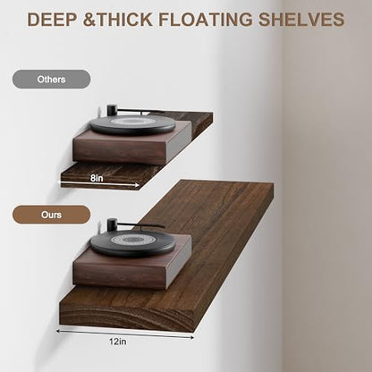 60in Floating Shelves, 2-Pack 12in Deep Wall Shelf