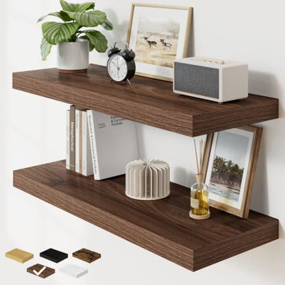RICHFOCUS 36" Bathroom Floating Shelves for Wall 2Pack|Walnut - color: Walnut, size: 36"L x 11.6"D, Set of 2