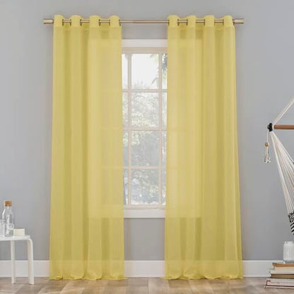 No. 918 Erica Crushed Sheer Voile Grommet Curtain Panel - color: Yellow, size: 51"W x 63"L (Pack of 1)