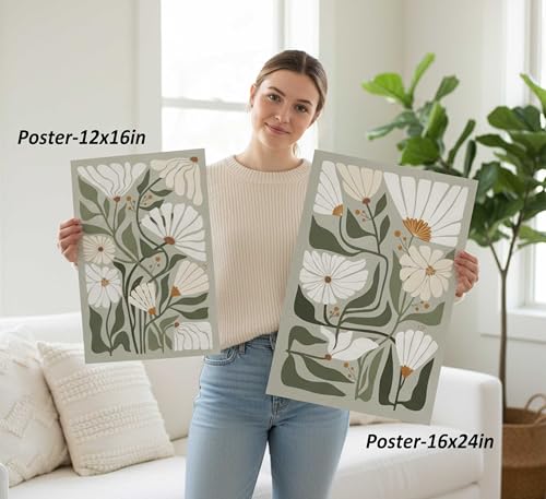 HSHFKLH 2 Pcs Boho Wildflowers Canvas Wall Art 16x24in Unframed - color: Poster, size: 16x24in