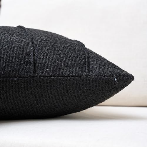 Textured Boucle Throw Pillow Covers 12x20 Inch Set of 2 Black - color: Black, size: 20" x 12" (Pack of 2)