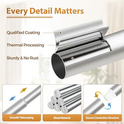 TONIAL Silver Curtain Rods for Windows 2 Pack, 32 to 58 Inch, Drapery Rod - color: Silver, size: 32-58"(2 Pack)