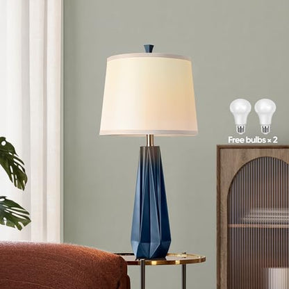 WIHTU 27'' Navy Blue Resin Table Lamps, Desk Lamps with 3 Color Temperature - color: Blue