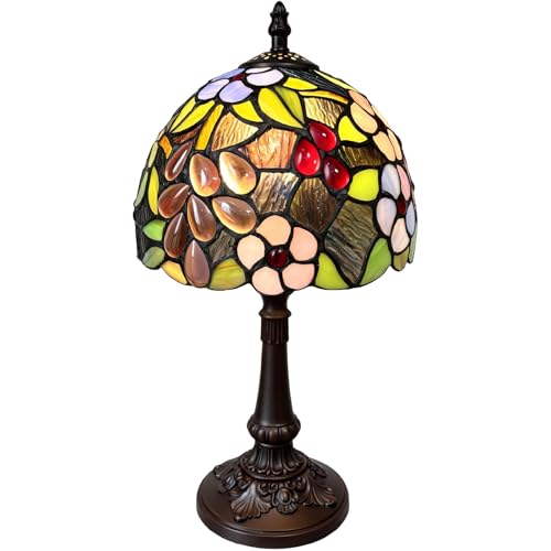8-Inch Tiffany-Style Floral Stained Glass Vintage Art Table Lamp