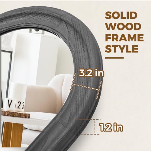 71x32 Solid Wood Arched Full Length Mirror, Elegant Black Finish - color: Black-ar Frame, size: 71"L x 32"W