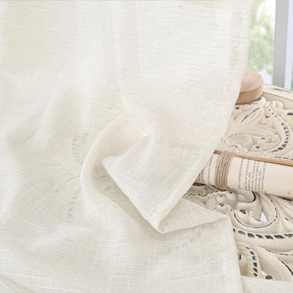 BGment Linen Curtains 42X40 Inch Length for Kitchen Window Semi Sheer - color: Linen, size: 42"W x 40"L (Pack of 2)