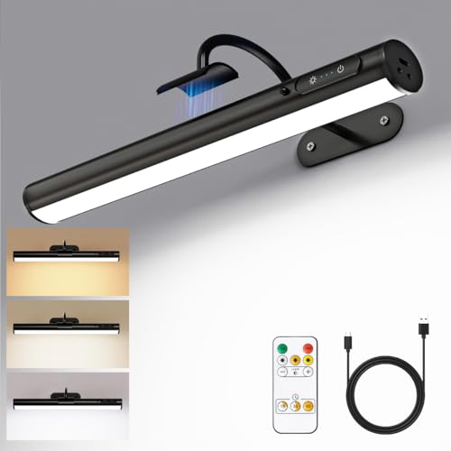 Wireless Rechargeable Picture Light, Battery Operated Art Light - color: Without Motion Sensor Black