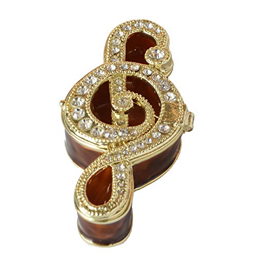Musical Note Trinket Box Jewelry Box Hand Painted Decorative Box with Hinged Lid Ring Earring Holder Table Figurine Collectible - color: Musical Note