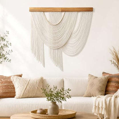 MEIVINES Large Macrame Wall Hanging Boho Tapestry Macrame Wall Art Decor - color: Beige