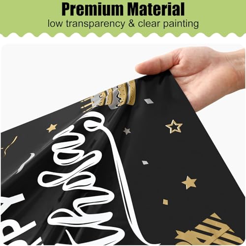 Smiry Disposable Rectangle Plastic 54 x 108 Inch Table Cloth 3 Pack - color: Black and White