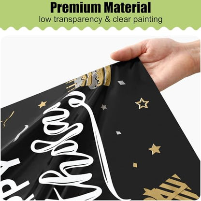 Smiry Disposable Rectangle Plastic 54 x 108 Inch Table Cloth 3 Pack - color: Black and White