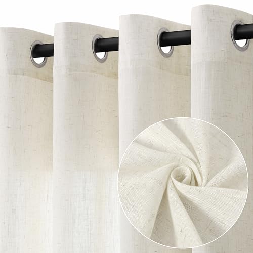 Jowels Natural Linen Grommet Curtains 84 Inch Long 2 Panels for Living Room - color: Natural, size: 52"W x 84"L (Pack of 2)