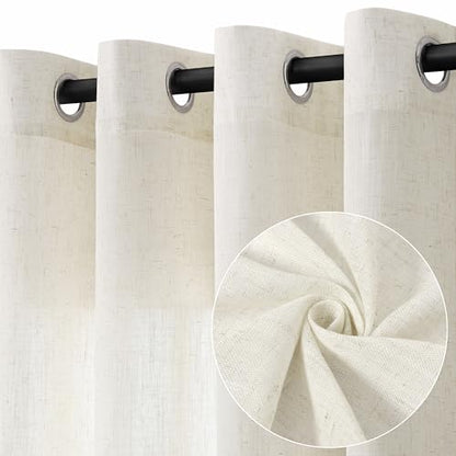 Jowels Natural Linen Grommet Curtains 84 Inch Long 2 Panels for Living Room - color: Natural, size: 52"W x 84"L (Pack of 2)