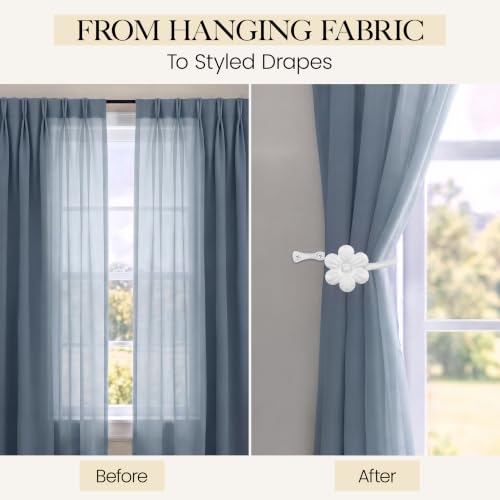 RTZEN Metal Curtain Tiebacks, Drapery Holders for Wall, 2 Pcs - size: Medium, style: Flower - W