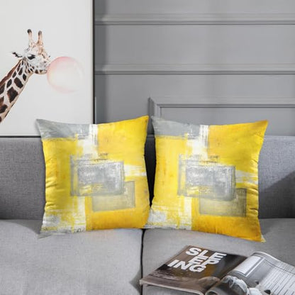 Britimes Throw Pillow Covers Set of 2, 16 x 16 Inch, Yellow Grey - color: Yellow Grey, size: 16" x 16" (Pack of 2)