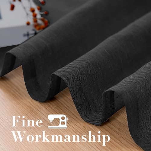 H.VERSAILTEX Black Linen Sheer Curtains 54" 2 Panels Grommet - color: Black, size: 52"W x 54"L (Pack of 2)