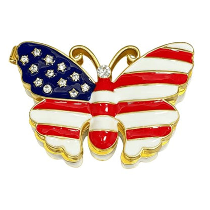 Jewelry Box American Flag Patriotic Trinket Box 4th Of July Home Decor - color: butterfly-2