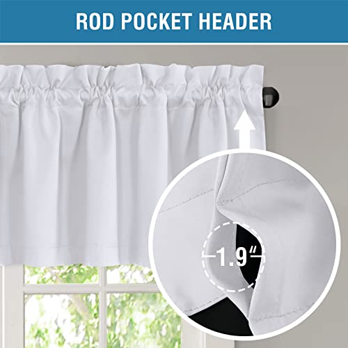H.VERSAILTEX 2 Panels White Valance for Windows, Natural Blackout Curtains Valances for Small Windows/Living Room/Bedroom/Bathroom Rod Pocket 52" W x 18" L, Greyish White，2 Packs - color: Greyish White